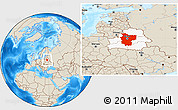 Shaded Relief Location Map of Minsk, highlighted country, within the entire country