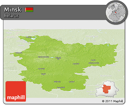 Physical Panoramic Map of Minsk, lighten
