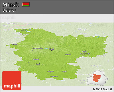 Physical Panoramic Map of Minsk, lighten