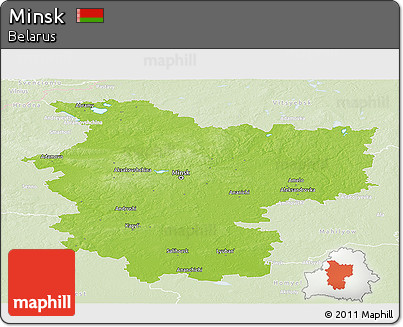 Physical Panoramic Map of Minsk, lighten