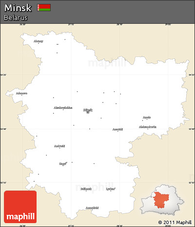 Classic Style Simple Map of Minsk, single color outside