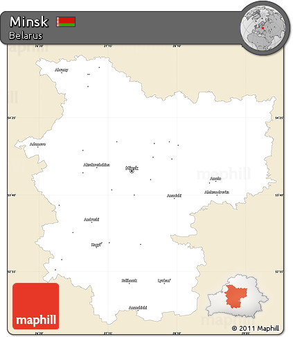 Classic Style Simple Map of Minsk, single color outside