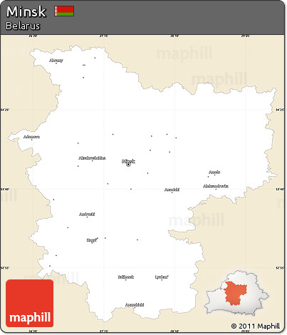 Classic Style Simple Map of Minsk, single color outside