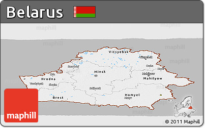 Gray Panoramic Map of Belarus, single color outside