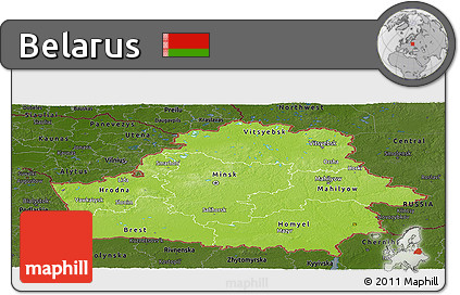 Physical Panoramic Map of Belarus, darken