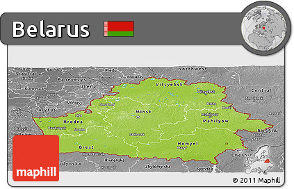 Physical Panoramic Map of Belarus, desaturated
