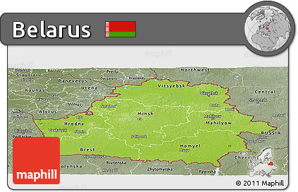 Physical Panoramic Map of Belarus, semi-desaturated