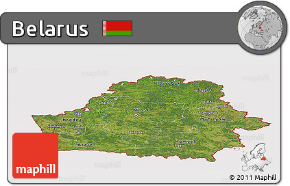 Satellite Panoramic Map of Belarus, cropped outside