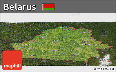 Satellite Panoramic Map of Belarus, darken