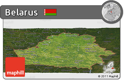 Satellite Panoramic Map of Belarus, darken
