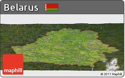 Satellite Panoramic Map of Belarus, darken