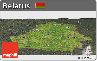 Satellite Panoramic Map of Belarus, darken, semi-desaturated