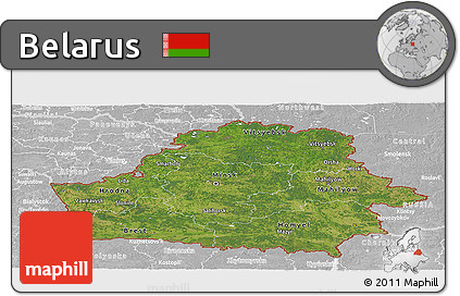 Satellite Panoramic Map of Belarus, lighten, desaturated