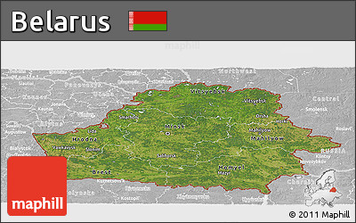 Satellite Panoramic Map of Belarus, lighten, desaturated