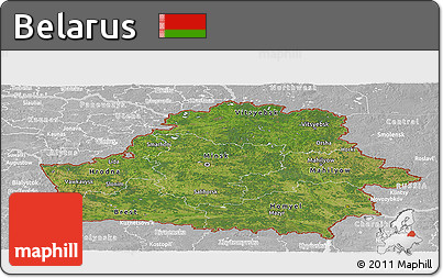 Satellite Panoramic Map of Belarus, lighten, desaturated