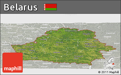 Satellite Panoramic Map of Belarus, lighten, semi-desaturated