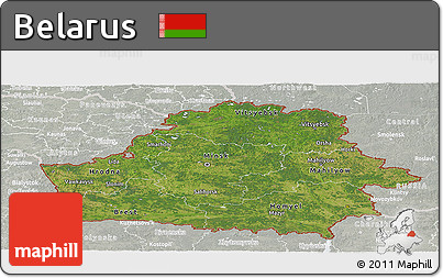 Satellite Panoramic Map of Belarus, lighten, semi-desaturated