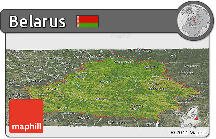 Satellite Panoramic Map of Belarus, semi-desaturated
