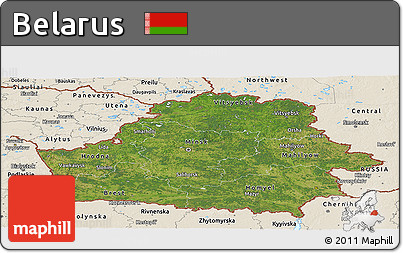 Satellite Panoramic Map of Belarus, shaded relief outside