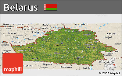 Satellite Panoramic Map of Belarus, shaded relief outside