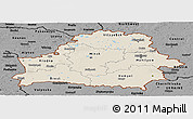 Shaded Relief Panoramic Map of Belarus, darken, desaturated