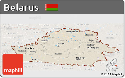 Shaded Relief Panoramic Map of Belarus, lighten
