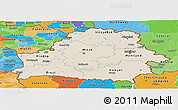 Shaded Relief Panoramic Map of Belarus, political outside