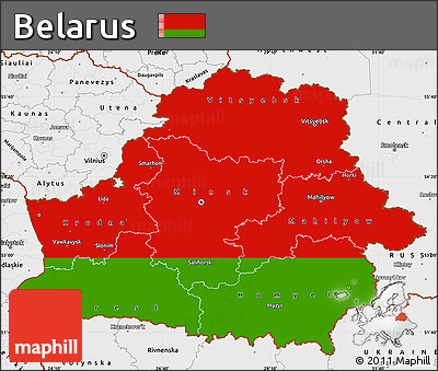 Flag Simple Map of Belarus, single color outside, borders and labels, flag centered