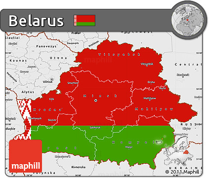 Flag Simple Map of Belarus, single color outside, borders and labels