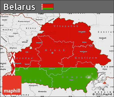 Flag Simple Map of Belarus, single color outside, borders and labels