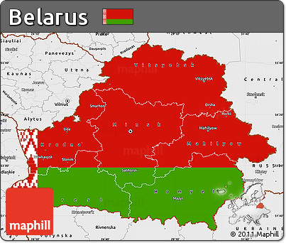 Flag Simple Map of Belarus, single color outside, borders and labels