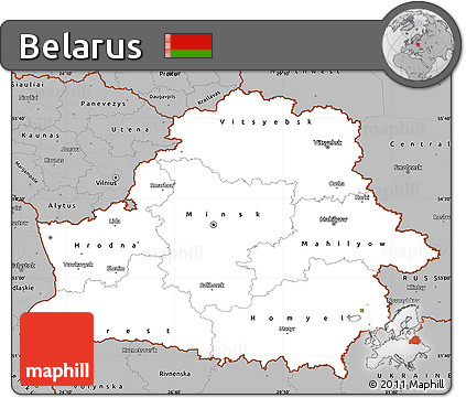 Gray Simple Map of Belarus