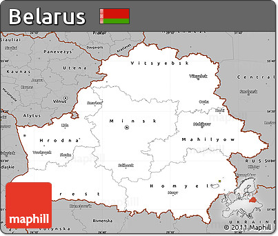 Gray Simple Map of Belarus