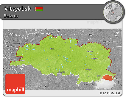 Physical 3D Map of Vitsyebsk, desaturated