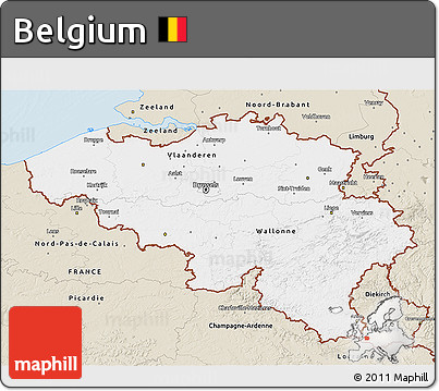 Classic Style 3D Map of Belgium