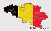 Flag 3D Map of Belgium, flag centered