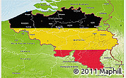 Flag 3D Map of Belgium, physical outside, bathymetry sea, flag rotated