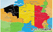 Flag 3D Map of Belgium, political outside, flag centered