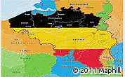 Flag 3D Map of Belgium, political outside, flag rotated