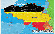 Flag 3D Map of Belgium, political shades outside, flag rotated