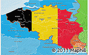 Flag 3D Map of Belgium, political shades outside