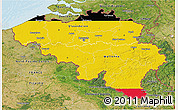 Flag 3D Map of Belgium, satellite outside, bathymetry sea, flag aligned to the middle