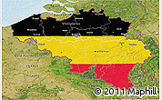 Flag 3D Map of Belgium, satellite outside, bathymetry sea, flag rotated