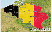 Flag 3D Map of Belgium, satellite outside, bathymetry sea