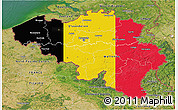 Flag 3D Map of Belgium, satellite outside, flag centered