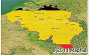 Flag 3D Map of Belgium, satellite outside, flag aligned to the middle