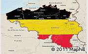 Flag 3D Map of Belgium, shaded relief outside, bathymetry sea, flag rotated