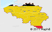 Flag 3D Map of Belgium, single color outside, bathymetry sea, flag aligned to the middle