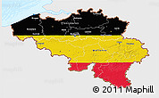 Flag 3D Map of Belgium, single color outside, bathymetry sea, flag rotated