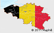 Flag 3D Map of Belgium, single color outside, bathymetry sea